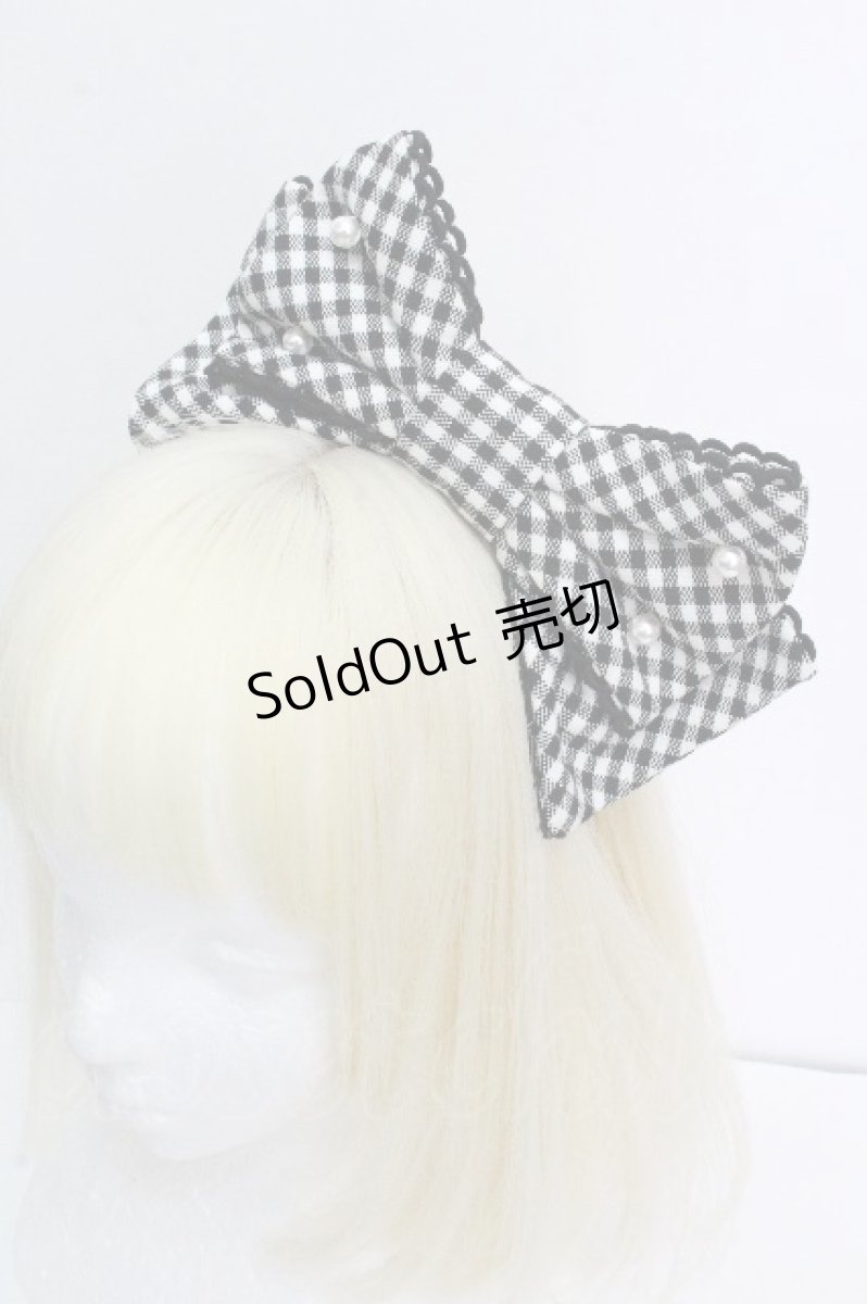 画像1: Angelic Pretty / ギンガムカチューシャ  黒ｘ白 S-26-04-26-023-AP-AC-HR-ZS (1)