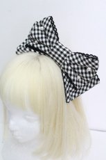 画像1: Angelic Pretty / ギンガムカチューシャ  黒ｘ白 S-26-04-26-023-AP-AC-HR-ZS (1)