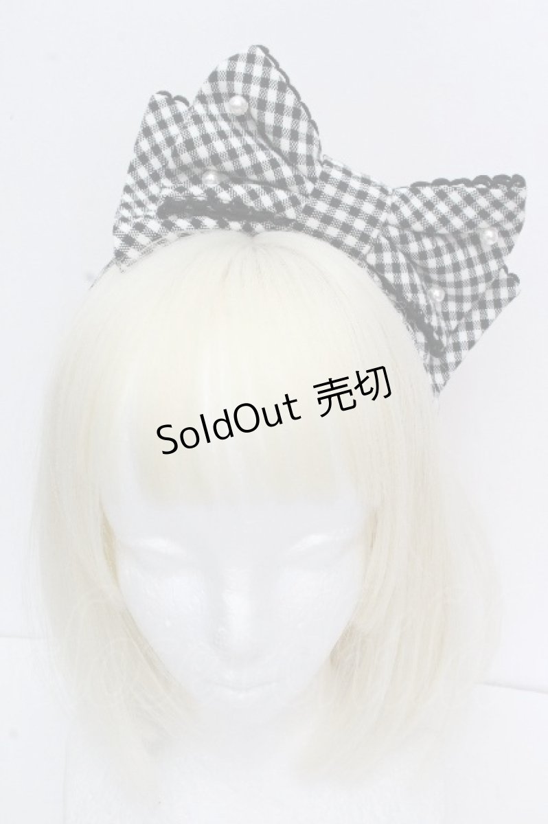画像2: Angelic Pretty / ギンガムカチューシャ  黒ｘ白 S-26-04-26-023-AP-AC-HR-ZS (2)
