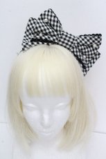 画像2: Angelic Pretty / ギンガムカチューシャ  黒ｘ白 S-26-04-26-023-AP-AC-HR-ZS (2)