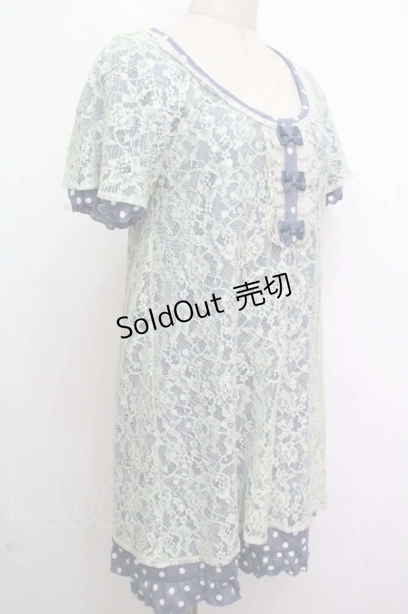 画像3: axes femme / ドットｘレースワンピース  ブルー S-26-04-26-036-AX-TO-HR-ZS (3)