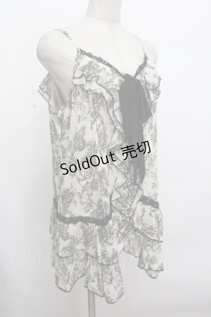 画像3: axes femme / 花柄シフォンチュニック  黒ｘオフ S-26-04-27-003-AX-TS-HR-ZS (3)