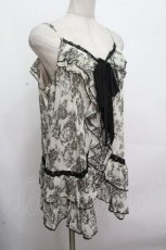 画像3: axes femme / 花柄シフォンチュニック  黒ｘオフ S-26-04-27-003-AX-TS-HR-ZS (3)