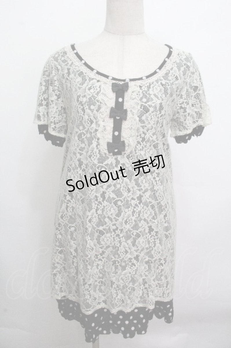 画像1: axes femme / ドットｘレースワンピース  黒 S-26-04-27-032-AX-TO-HR-ZS (1)
