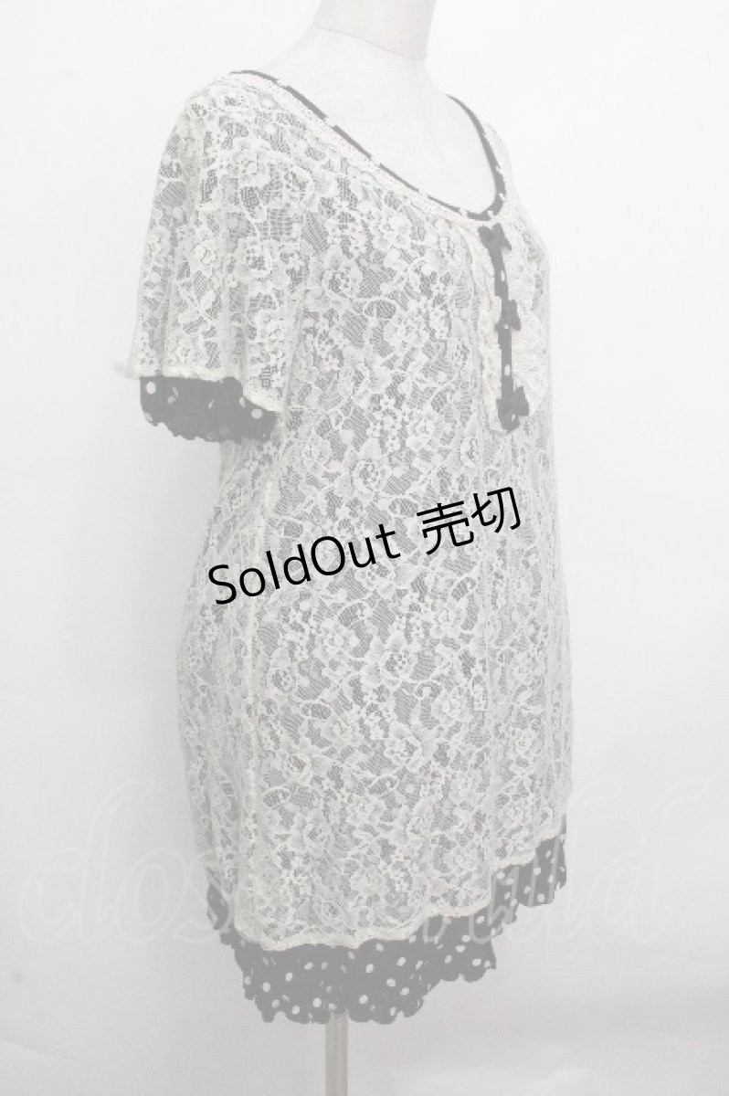 画像3: axes femme / ドットｘレースワンピース  黒 S-26-04-27-032-AX-TO-HR-ZS (3)