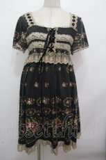 画像1: axes femme / カットソー花リース柄チュニ  黒 S-26-04-27-033-AX-OP-HR-ZS (1)