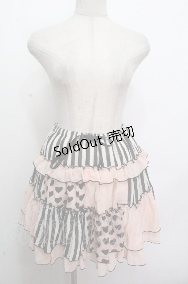 画像1: ALGONQUINS / ストライプｘハートシフォンスカート   S-26-04-27-038-AL-SK-HR-ZS (1)