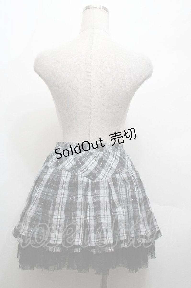 画像2: PUTUMAYO / チェック裾チュールスカート  グレー S-26-04-27-041-PT-PA-HR-ZS (2)