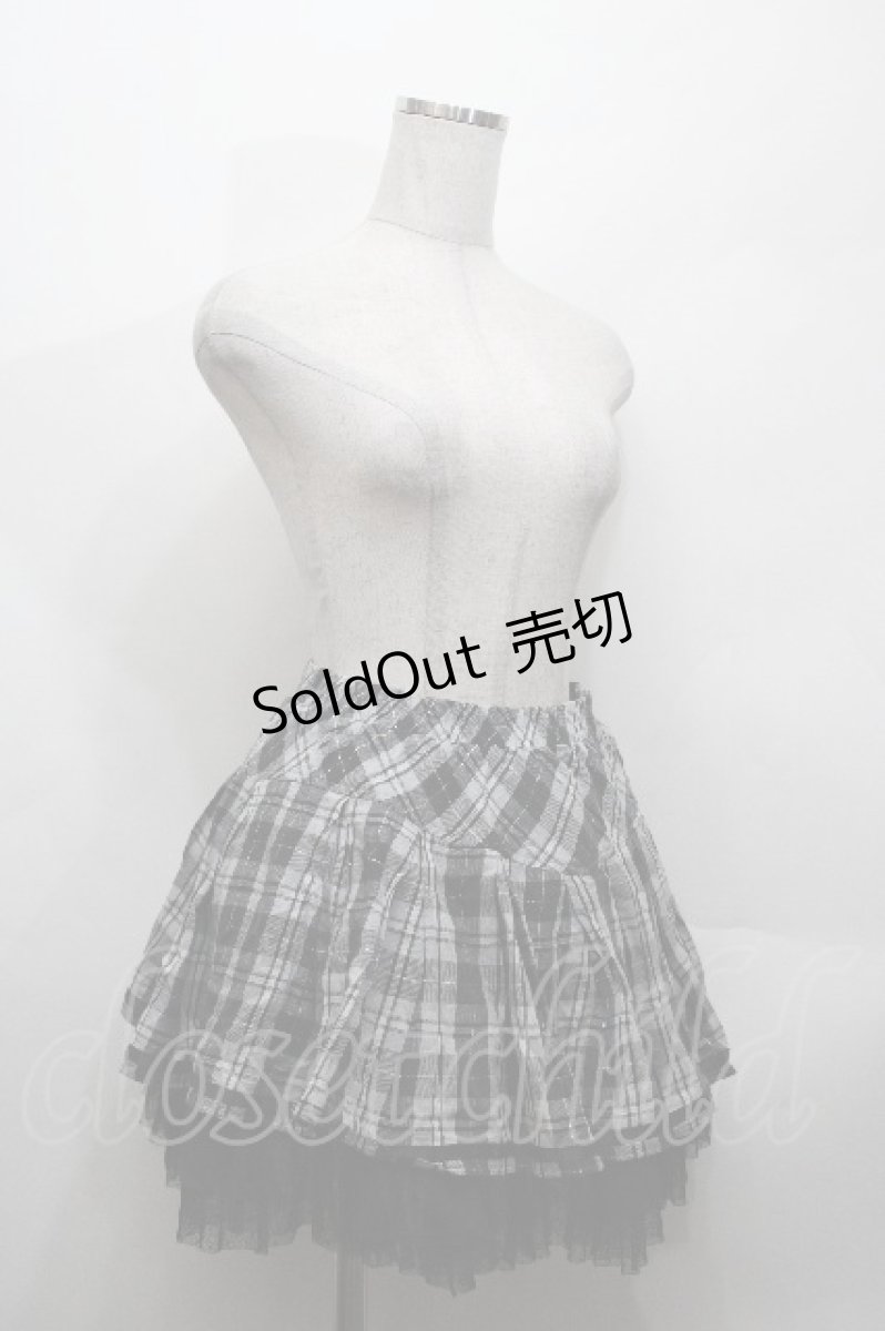 画像3: PUTUMAYO / チェック裾チュールスカート  グレー S-26-04-27-041-PT-PA-HR-ZS (3)