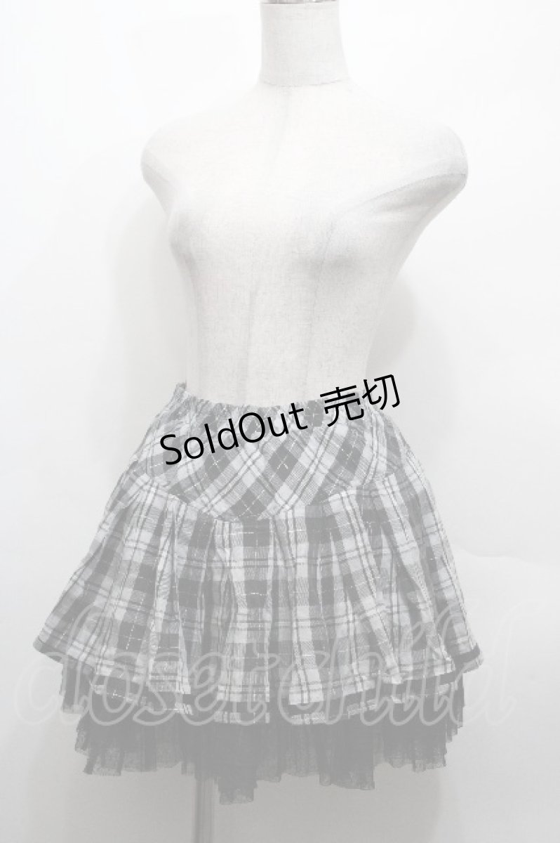 画像4: PUTUMAYO / チェック裾チュールスカート  グレー S-26-04-27-041-PT-PA-HR-ZS (4)