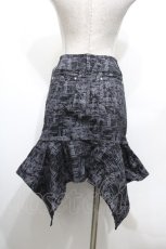 画像2: ALGONQUINS / プリントイレヘムデニムスカート  黒 S-26-04-27-044-AL-SK-HR-ZS (2)