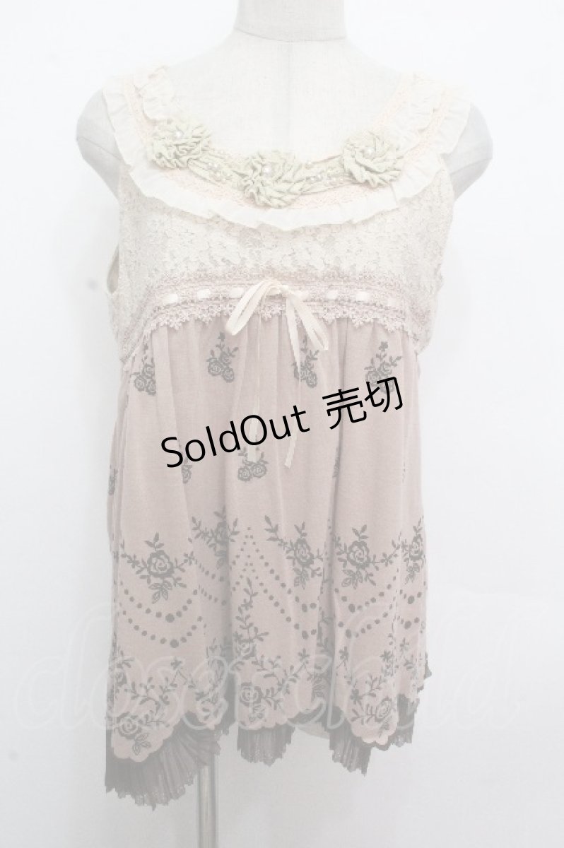 画像1: axes femme / レース切り替えアウタータンク  アワピンク S-26-04-27-005-AX-TO-HR-ZS (1)