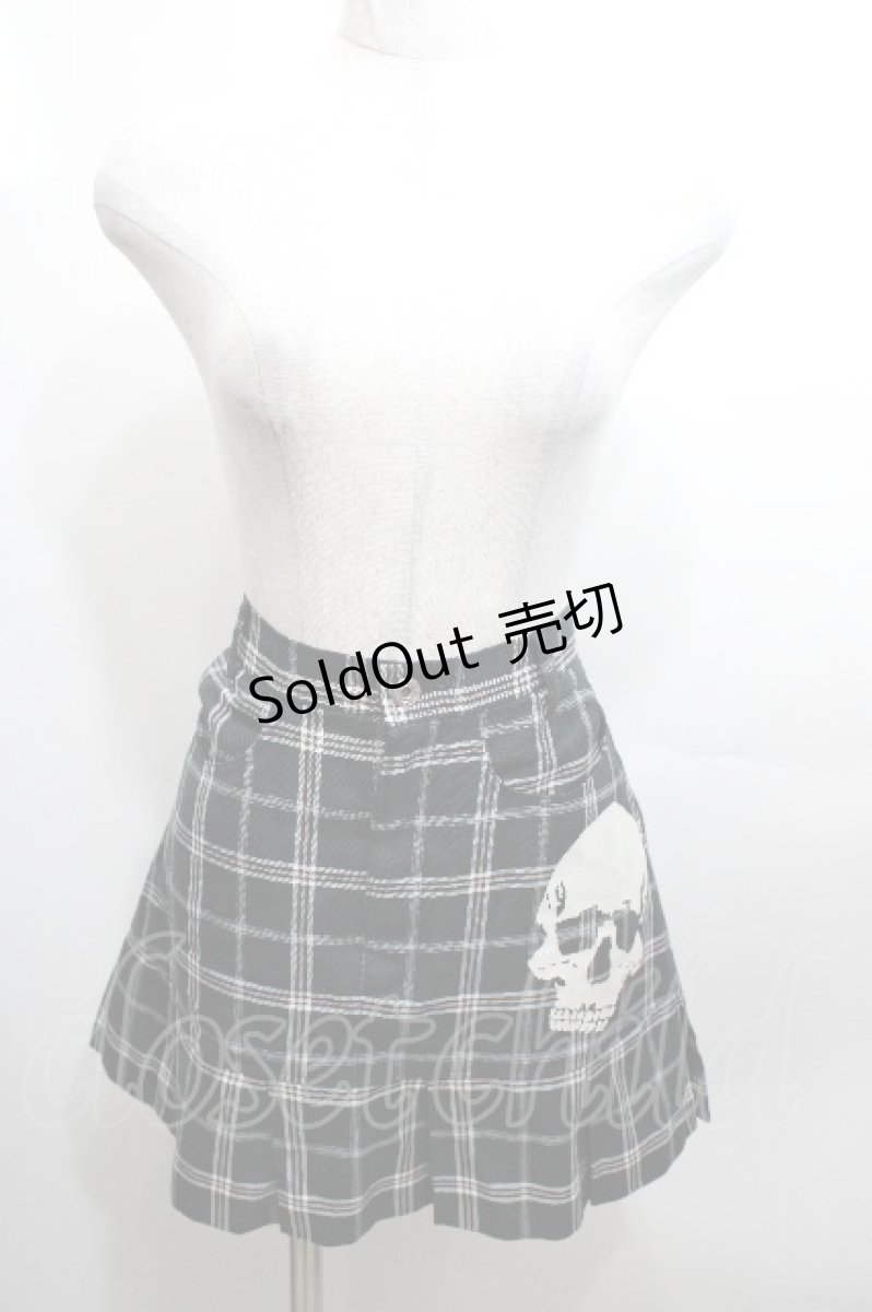 画像1: PEACE NOW / スカルチェックスカート  黒 S-26-04-27-054-PU-SK-HR-ZS (1)