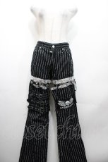 画像1: MAD / レッグカバー付きストライプパンツ  黒ｘ白 S-26-04-27-058-PU-PA-HR-ZS (1)