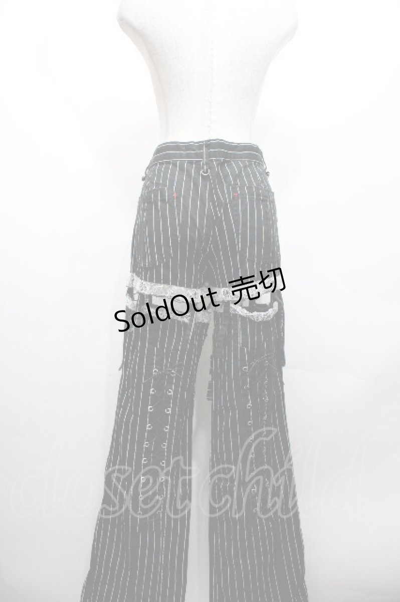 画像2: MAD / レッグカバー付きストライプパンツ  黒ｘ白 S-26-04-27-058-PU-PA-HR-ZS (2)