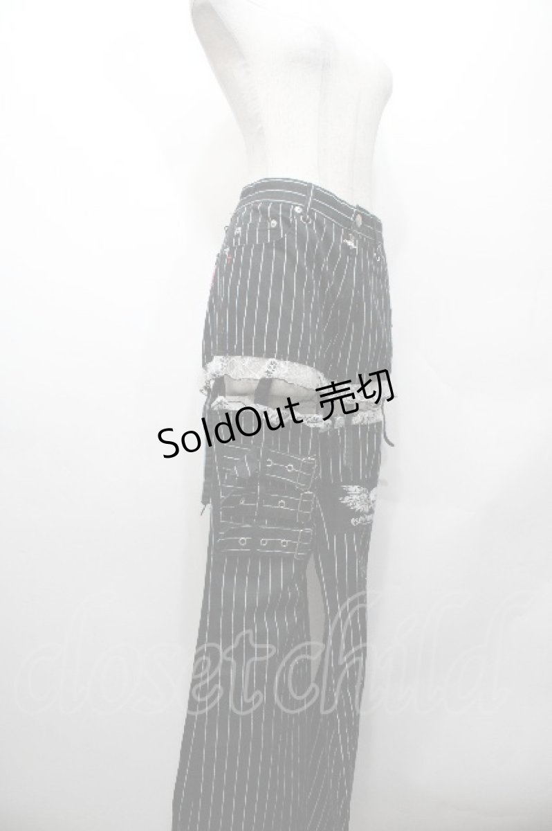 画像3: MAD / レッグカバー付きストライプパンツ  黒ｘ白 S-26-04-27-058-PU-PA-HR-ZS (3)