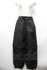 画像1: NieR Clothing / ベルト付きストライプパンツ  黒ｘ白 S-26-04-27-059-PU-PA-HR-ZS (1)