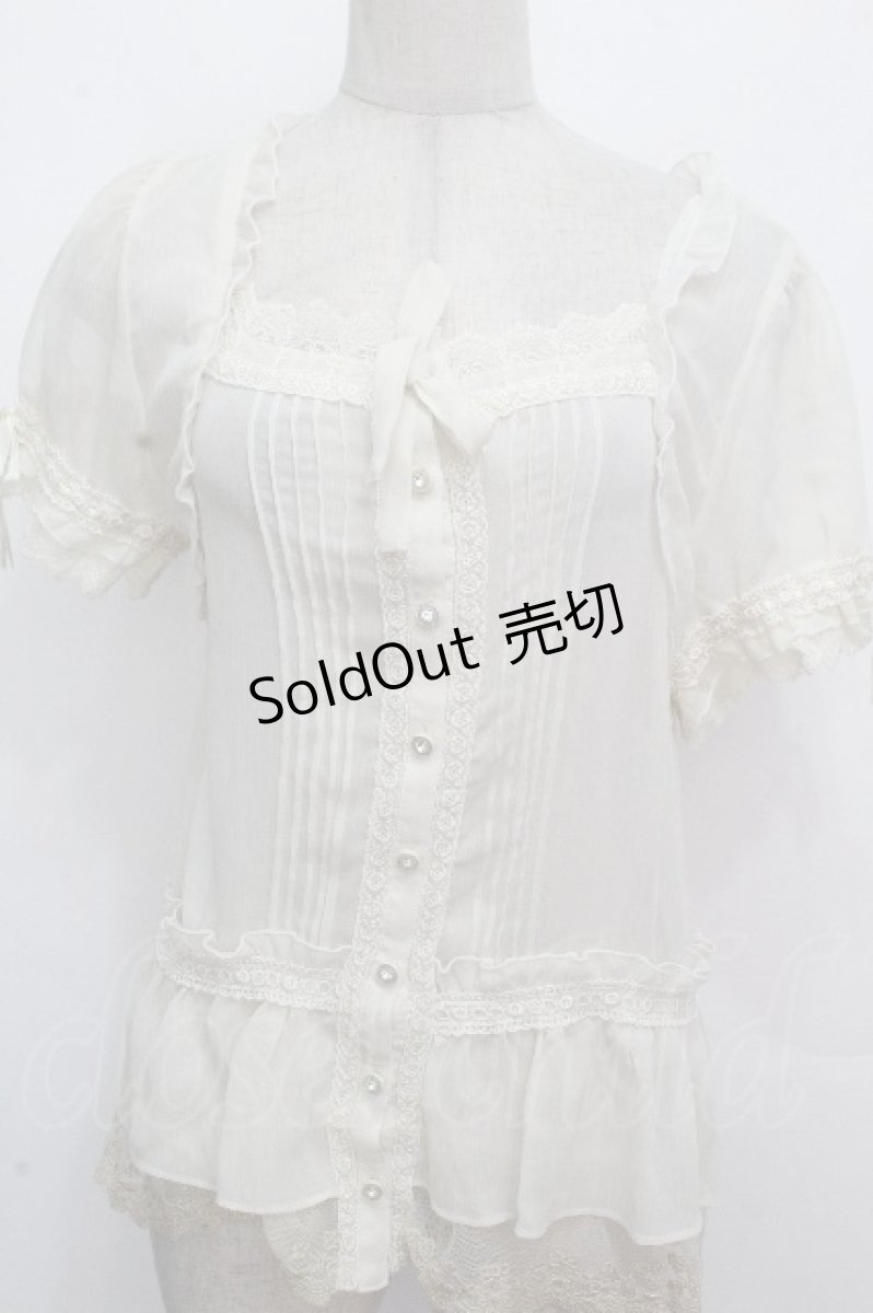 画像1: axes femme / レースシフォンブラウス  アイボリー S-26-04-27-012-AX-TS-HR-ZS (1)