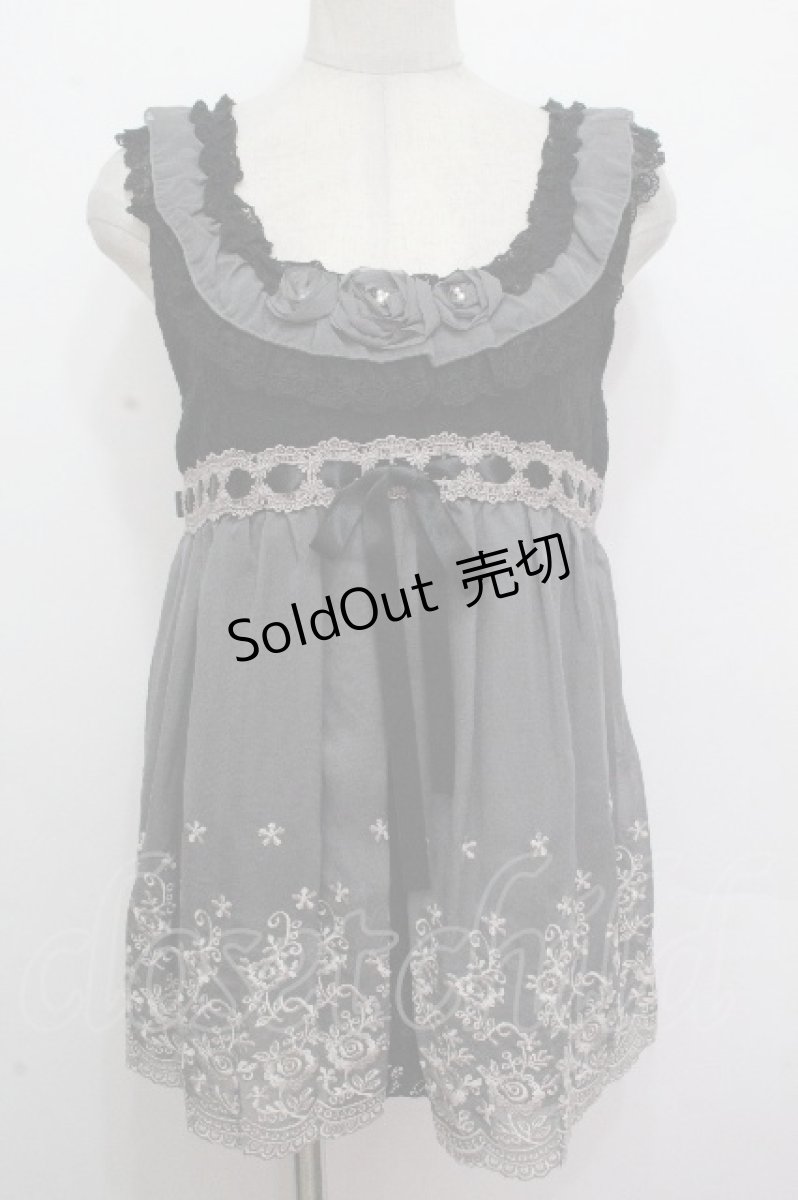 画像1: axes femme / 異素材切り替えアウターキャミ  黒 S-26-04-27-002-AX-TO-HR-ZS (1)