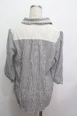 画像2: axes femme / ストライプブラウス  黒ｘ白 S-26-04-27-015-AX-BL-HR-ZS (2)