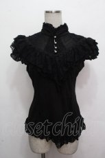 画像1: Ozz oneste / レースフリルハイネック半袖カットソー  黒 S-26-04-27-016-OO-BL-HR-ZS (1)