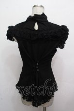 画像2: Ozz oneste / レースフリルハイネック半袖カットソー  黒 S-26-04-27-016-OO-BL-HR-ZS (2)