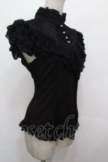 画像3: Ozz oneste / レースフリルハイネック半袖カットソー  黒 S-26-04-27-016-OO-BL-HR-ZS (3)