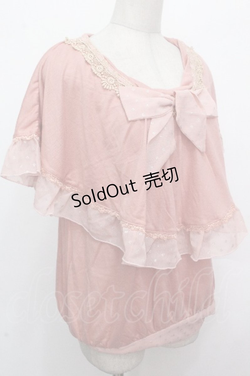 画像3: axes femme / ラメドットリボンフリル半袖カットソー  アワピンク S-26-04-27-022-AX-TO-HR-ZS (3)