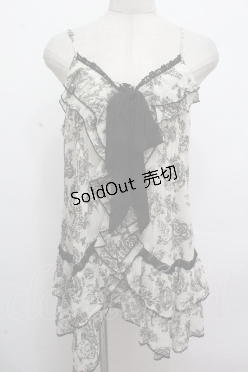 画像1: axes femme / 花柄シフォンチュニック  黒ｘオフ S-26-04-27-003-AX-TS-HR-ZS (1)