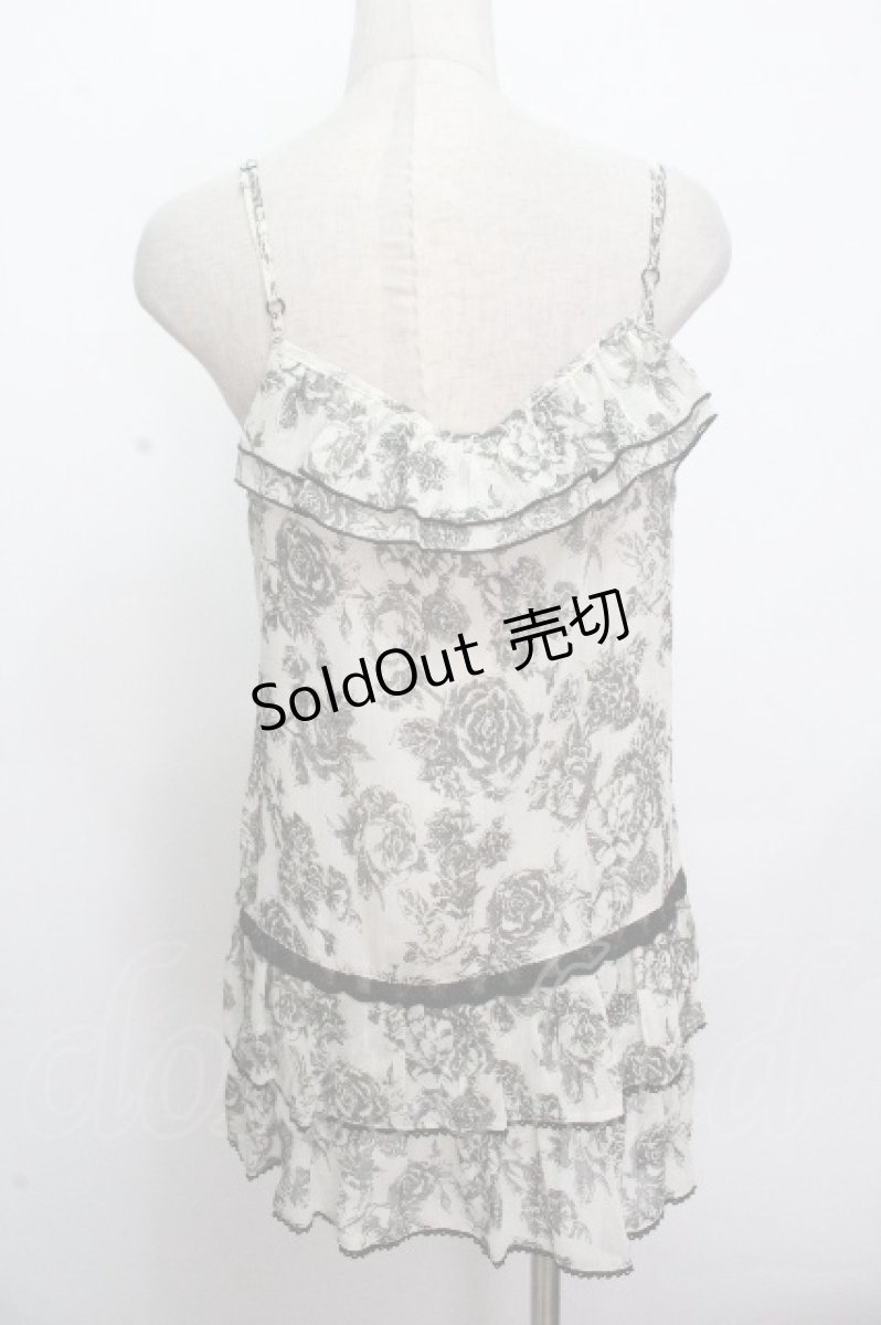 画像2: axes femme / 花柄シフォンチュニック  黒ｘオフ S-26-04-27-003-AX-TS-HR-ZS (2)