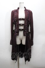 画像1: OZZ ANGELO / ナポレオンデザインロングカーディガン  ワイン S-26-04-30-028-OO-OP-AS-ZS (1)