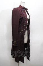 画像2: OZZ ANGELO / ナポレオンデザインロングカーディガン  ワイン S-26-04-30-028-OO-OP-AS-ZS (2)