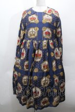 画像1: Jane Marple / Kingdom scarfのワンピース  紺 S-26-04-30-036-JM-OP-AS-ZS (1)