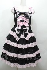 画像1: BABY,THE STARS SHINE BRIGHT / Eleonoreジャンパースカート  黒ｘピンク S-26-04-30-040-BA-OP-AS-ZS (1)