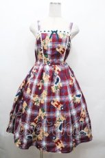 画像1: axes femme kawaii / ロイヤルベアーズ柄ジャンスカ  赤 S-26-04-30-1039-AX-OP-AS-ZS (1)