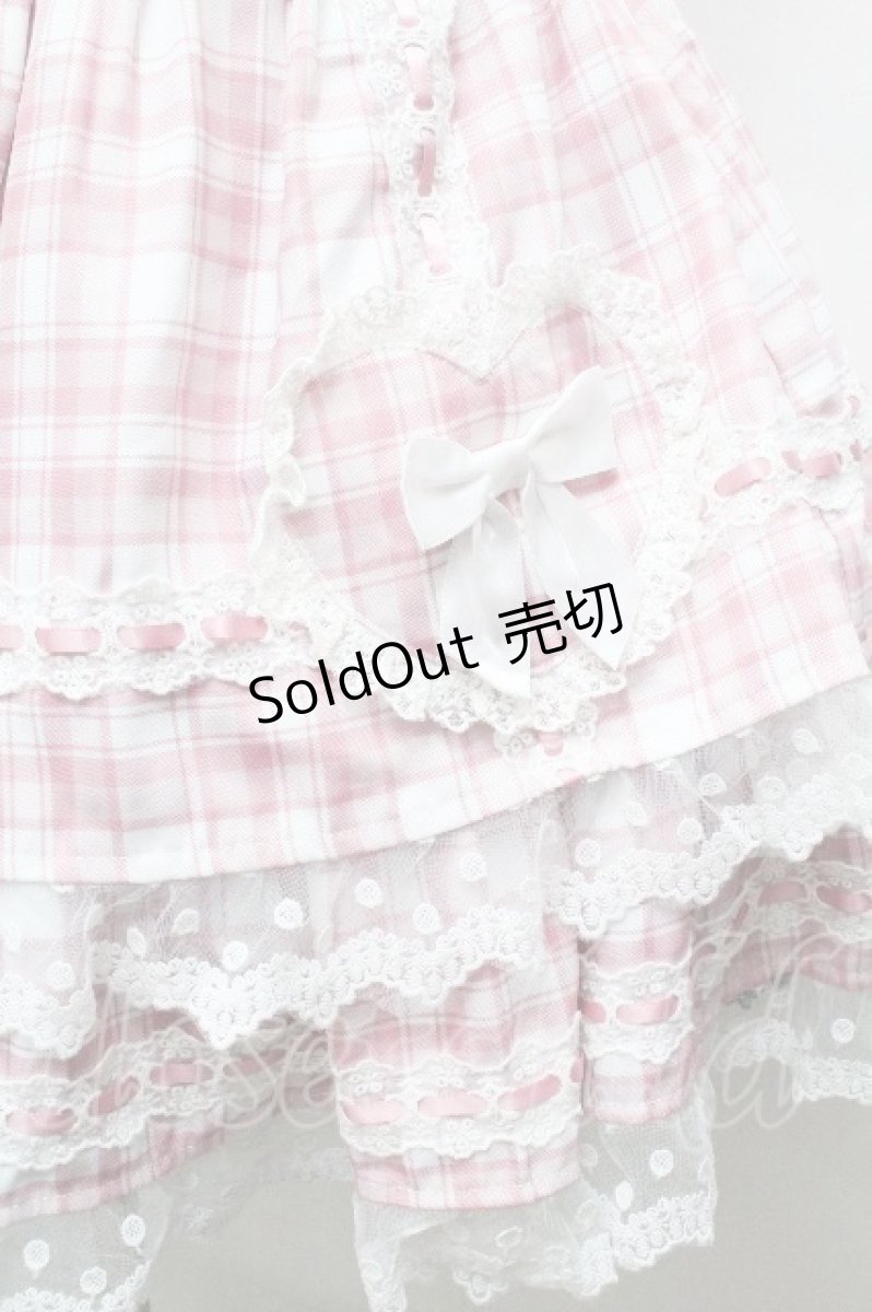画像5: To Alice / ハートフリルチェックスカート  ピンク S-26-04-30-1060-LO-SK-AS-ZS (5)