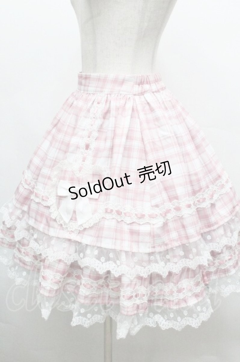 画像2: To Alice / ハートフリルチェックスカート  ピンク S-26-04-30-1060-LO-SK-AS-ZS (2)