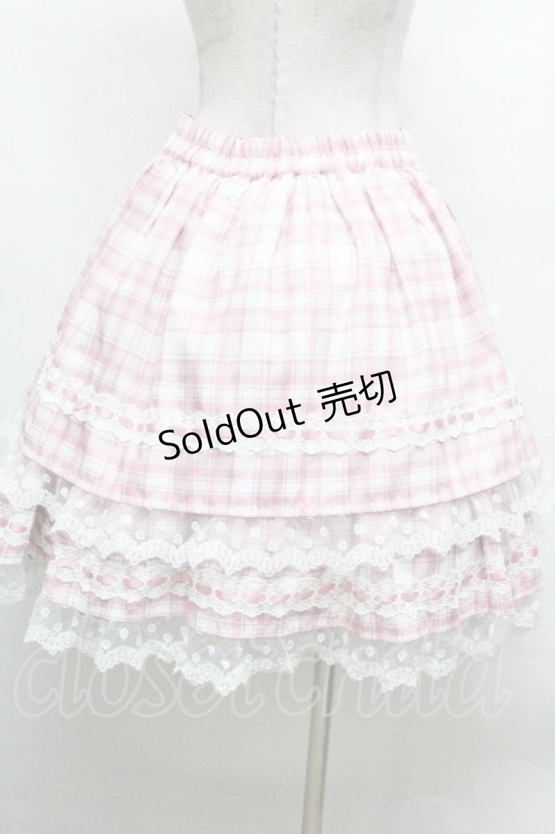 画像3: To Alice / ハートフリルチェックスカート  ピンク S-26-04-30-1060-LO-SK-AS-ZS (3)