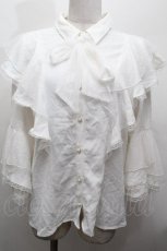 画像1: axes femme / ドットチュールリボン姫袖ブラウス  白 S-26-04-30-1009-AX-BL-AS-ZS (1)