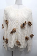 画像1: PINK HOUSE / うさぎモチーフ付きニットカーディガン  オフｘブラウン S-26-04-30-1013-LO-TO-AS-ZS (1)