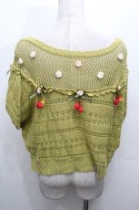 画像2: PINK HOUSE / チェリーあみぐるみカーディガン  グリーン S-26-04-30-1014-LO-TO-AS-ZS (2)