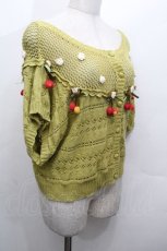 画像3: PINK HOUSE / チェリーあみぐるみカーディガン  グリーン S-26-04-30-1014-LO-TO-AS-ZS (3)