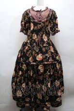 画像1: PINK HOUSE / Rambling Heartsプリントパッチワークワンピース  黒 S-26-04-30-043-LO-OP-AS-ZS (1)