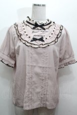 画像1: LIZ LISA / メッセージ刺繍リボンブラウス 0 ピンクベージュ S-26-04-30-007-LO-BL-HR-ZS (1)