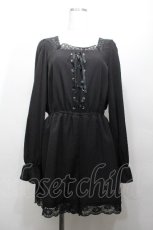 画像1: Ank Rouge / 編み上げレース切替ロンパース  黒 S-26-04-30-046-CA-OP-HR-ZS (1)