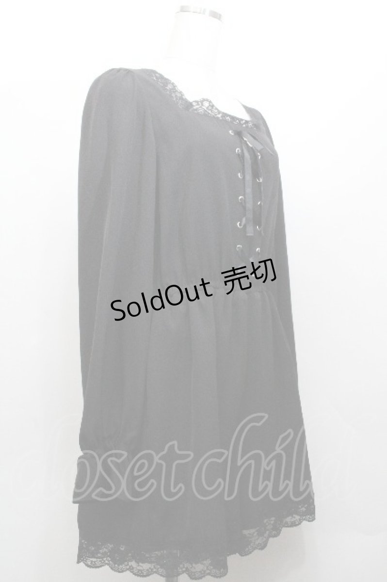 画像2: Ank Rouge / 編み上げレース切替ロンパース  黒 S-26-04-30-046-CA-OP-HR-ZS (2)