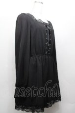 画像2: Ank Rouge / 編み上げレース切替ロンパース  黒 S-26-04-30-046-CA-OP-HR-ZS (2)