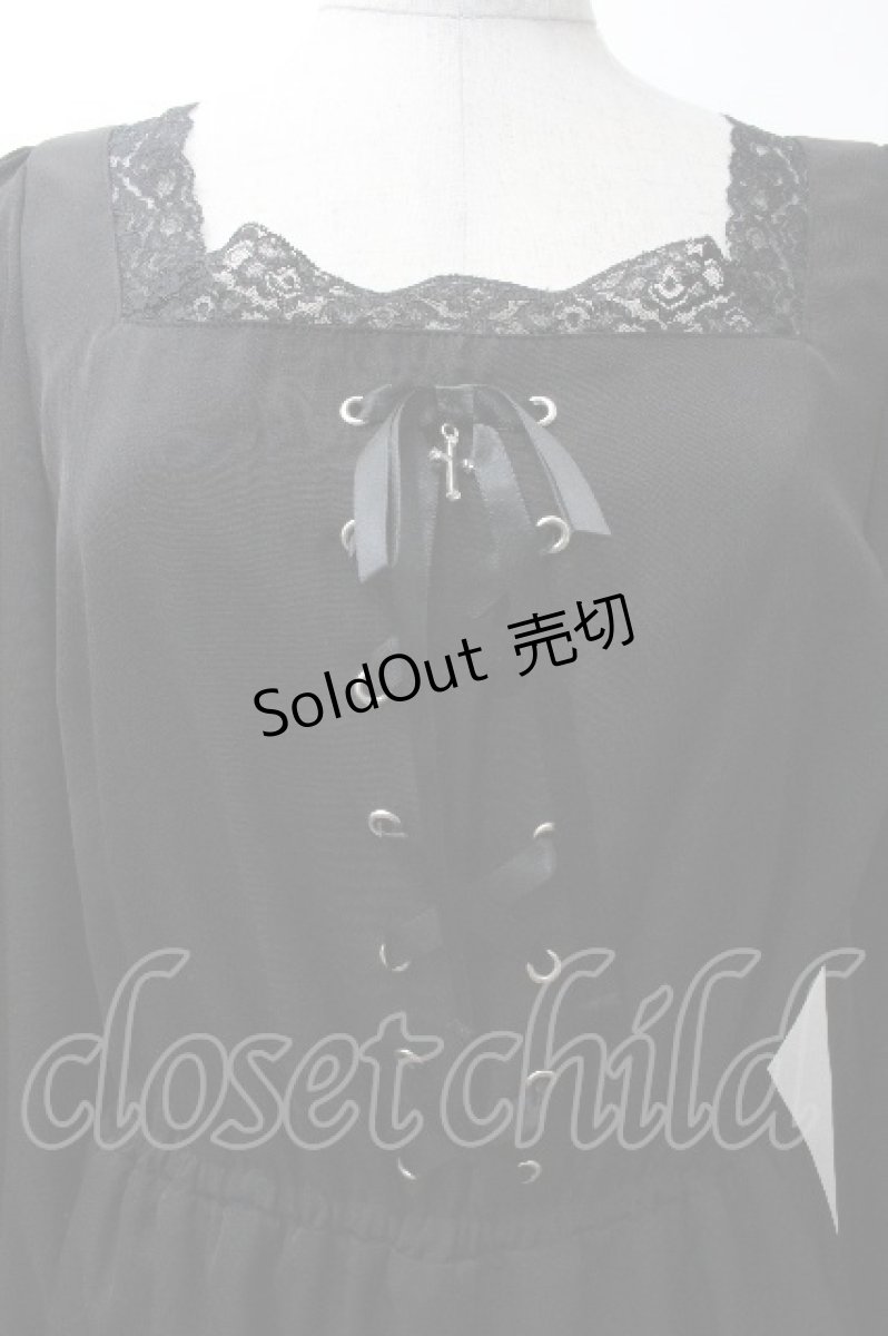 画像4: Ank Rouge / 編み上げレース切替ロンパース  黒 S-26-04-30-046-CA-OP-HR-ZS (4)