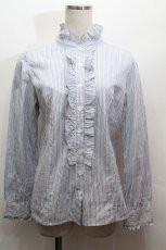 画像1: Jane Marple / フリルカラーストライプブラウス  サックス S-26-04-30-009-JM-BL-AS-ZS (1)