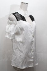 画像2: MA*RS / レース切替半袖ブラウス  白ｘ黒 S-26-04-30-011-EL-BL-HR-ZS (2)